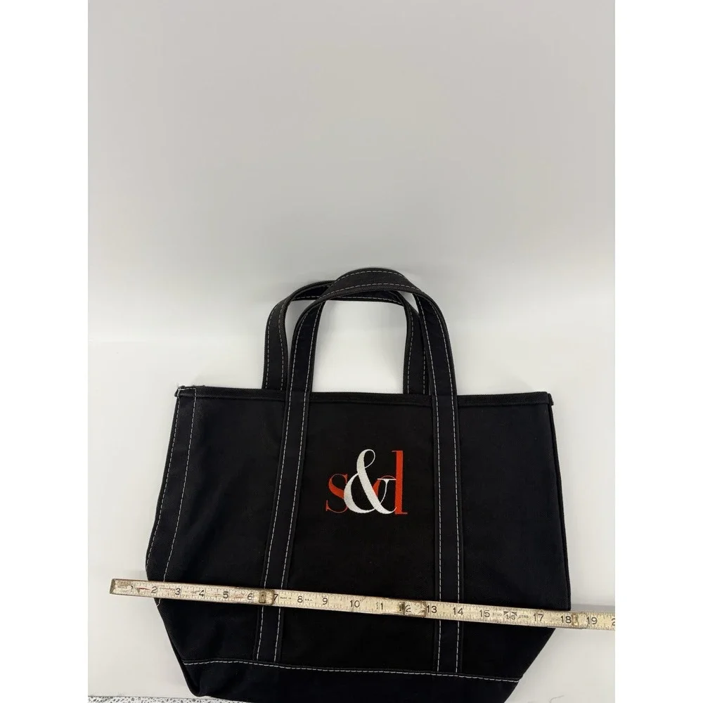 Vintage LL Bean Boat & Tote Bag Large‎ Black Monogram Short Straps USA Made GUC